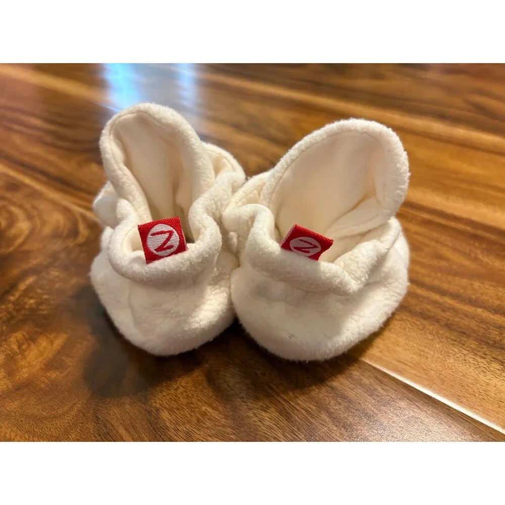 Zutano Fleece Gripper Booties, Cream, Size 12M